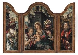 The Adoration Of The Magi (triptych) by Pieter Ii Coecke Van Aelst