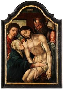 Tafelbild Mit Darstellung Der Kreuzabnahme Christi Aus Prominenter Sammlung by Pieter Ii Coecke Van Aelst