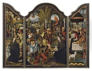 L'adoration Des Mages, La Nativite Et La Circoncision (triptych) by Pieter Ii Coecke Van Aelst
