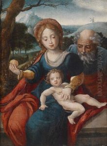 Die Heilige Familie Vor Einer Gebirgslandschaft