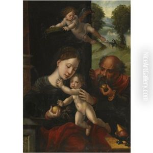 The Holy Family, The Flight Into Egypt Beyond by Pieter Ii Coecke Van Aelst