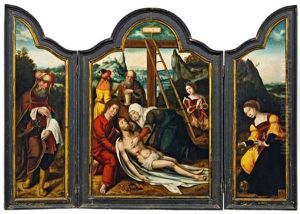 Kreuzabnahme Und Beweinung (triptych; Collab W/ The Master Of The Female Half Lengths)