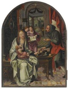 La Vierge A L'enfant Entouree D'anges Musiciens Et De Saint Antoine (?) La Vierge A L'enfant Entouree D'anges Musiciens Et De Saint Antoine (?)