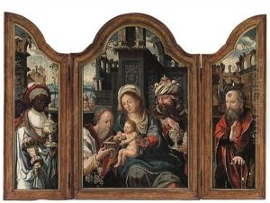 The Adoration Of The Magi (triptych) by Pieter Ii Coecke Van Aelst