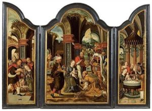 Adoration Des Mages Entre Une Nativite Et Une Circoncision (triptych) by Pieter Ii Coecke Van Aelst