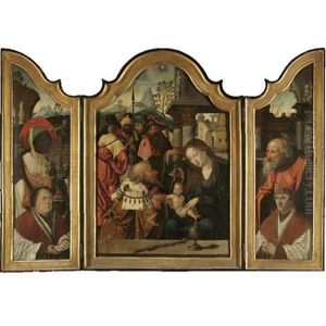 The Adoration Of The Magi (triptych) by Pieter Ii Coecke Van Aelst