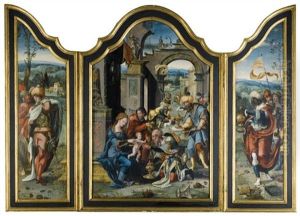The Adoration Of The Magi (triptych) by Pieter Ii Coecke Van Aelst
