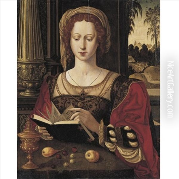 Mary Magdalene Reading, Seated In An Interior, Before An Open Window - view 1