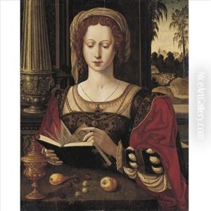Mary Magdalene Reading, Seated In An Interior, Before An Open Window by Pieter Ii Coecke Van Aelst