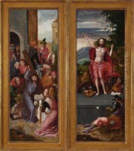 Kreuztragung (+ Auferstehung Christi; 2 Works) by Pieter Ii Coecke Van Aelst