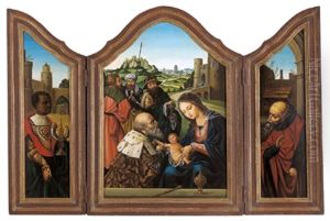 Die Anbetung Der Konige, Ein Heiliger Konig Und Der Heilige Josef (triptych)