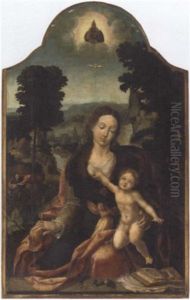 The Virgin And Child In An Extensive River Landscape