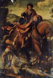 Saint Martin Dividing His Cloak by Pieter Ii Coecke Van Aelst