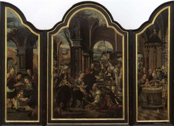 Die Anbetung Der Hl. Drei Konige. Maria Und Joseph Sowie Ein Hirte Das Kind Anbetend. Darbringung Im Tempel - view 1