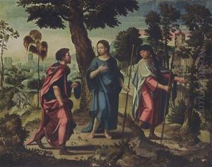 Christ And His Disciples On Their Way To Emmaus by Pieter Ii Coecke Van Aelst