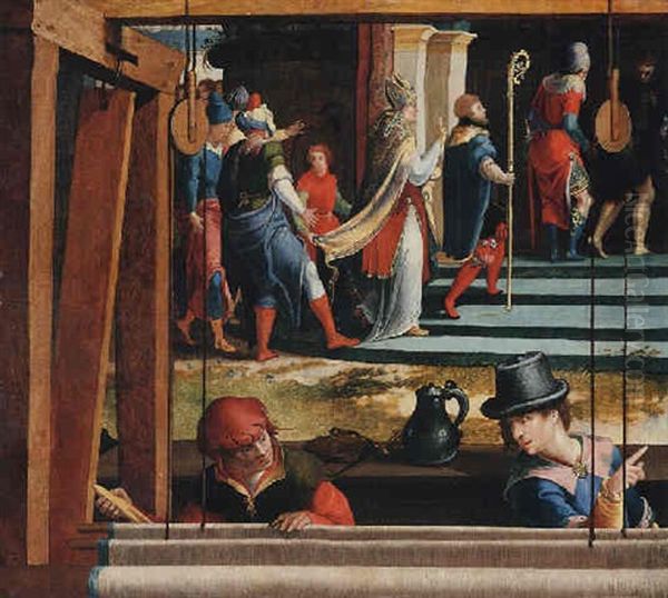Saint Severus Entering A Church, Weavers At Work In The Foreground - view 1