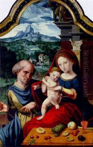The Holy Family With A Village And Mountains Beyond The Holy Family With A Village And Mountains Beyond