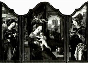 A Triptych: The Holy Family, Saint Catherine And Saint      Barbara by Pieter Ii Coecke Van Aelst