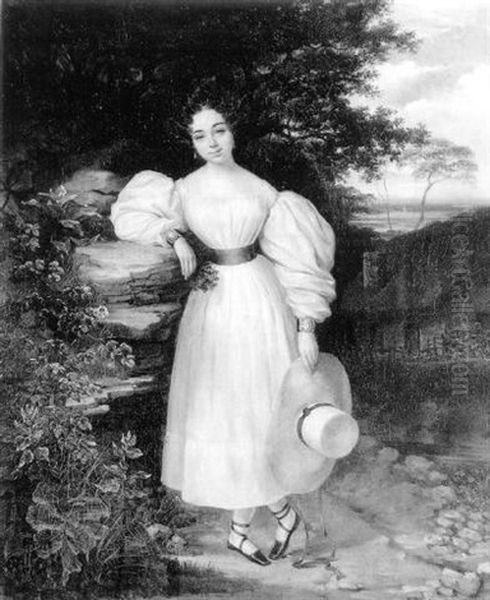 Portrait De Jeune Fille Dans Un Paysage - view 1