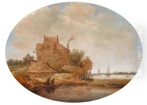 A River Landscape With Peasants Fishing Near An Inn (1640) A River Landscape With Peasants Fishing Near An Inn (1640)