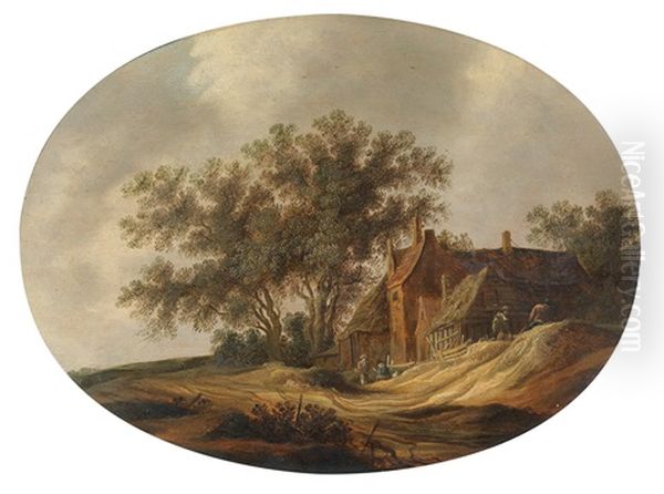 Dunenlandschaft Mit Personen Vor Einem Gehoft - view 1