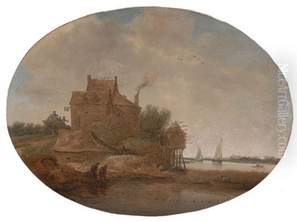 Hollandische Flusslandschaft Mit Gehoft Und Taubenhaus - view 1
