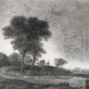 A Landscape With A Wagon And A Milkmaid On A Track by Jan Coelenbier