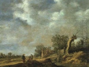 Promeneurs Pres D'un Pont De Bois by Jan Coelenbier