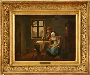 Interior Med Flirtande Par by Constantinus-Fidelio Coene