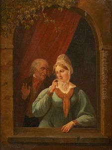 Conversation A La Fenetre by Constantinus-Fidelio Coene