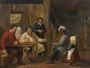 Scene D'interieur Avec Musicien by Constantinus-Fidelio Coene