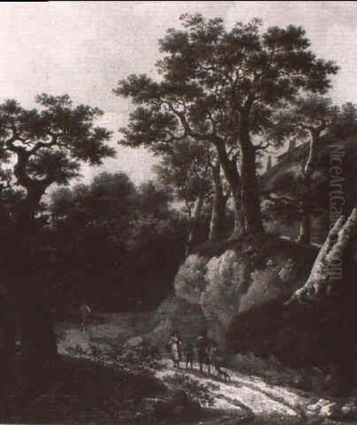 Waldlandschaft Mit Bauern Und Jager Auf Dem Weg Vorn - view 1