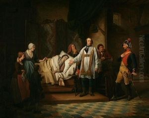 Le Chanoine Triest Rendant Visite A La Femme Du Brigadier by Jean Henri de Coene