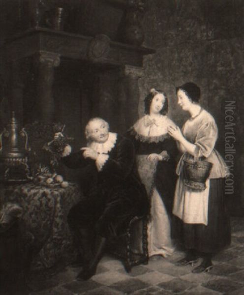 Two Women And A Man In An Interior - view 1