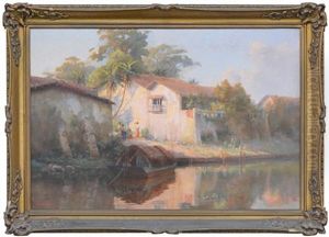 Fishing Village, South Pacific by Alfred Coffey