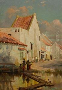 Floating Bridge Over The Lygergract by Alfred Coffey