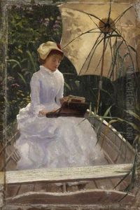 Girl Reading With Parasol by William Anderson Coffin