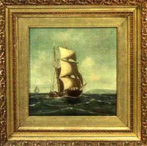 Portrait Of A Ship Sailing In Coastal Waters by William Haskell Coffin