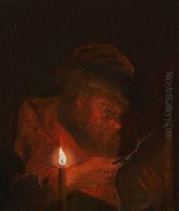 An Elderly Man By Candlelight by Benoit Coffre
