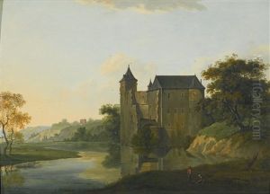 River Landscape With Castle by Joseph (Charles) Cogels