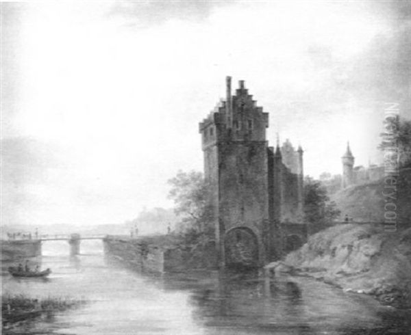 Fluslandschaft Mit Mittelalterlicher Befestigung - view 1