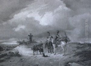 Chevaulegers Bei Der Rast by Joseph (Charles) Cogels