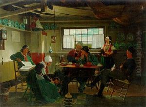 Quiet Times: A Fisher's Family From Marken Gathered Around A Table In An Interior Quiet Times: A Fisher's Family From Marken Gathered Around A Table In An Interior