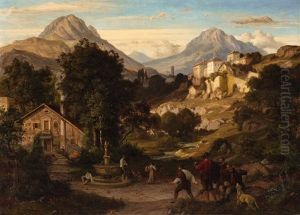 A Landscape In The Southern Alps by Eduard Cohen
