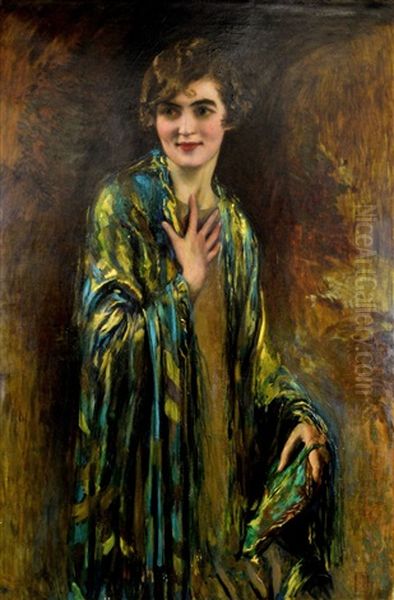 Portrait Of A Girl With A Green Shawl - view 1