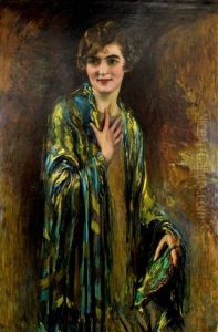Portrait Of A Girl With A Green Shawl by Isaac Michael Cohen