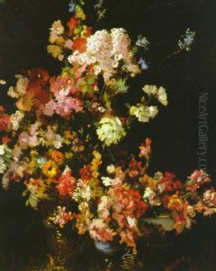 Floral Still Life With Porcelain Bowls by Isaac Michael Cohen