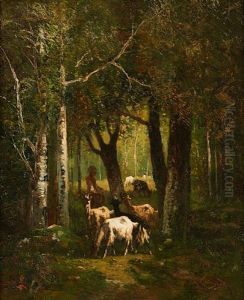 Jeune Bergere Dans Une Clairiere Ensoleillee
