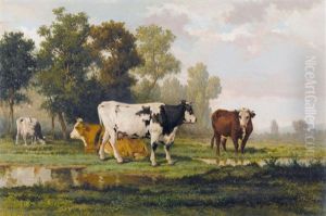 Weidende Rinder In Einer Auenlandschaft