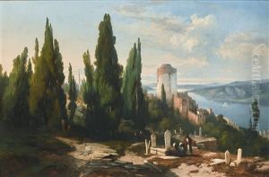 Rumelihisari, The Bosphorus Beyond by Jules Louis Phillipe Coignet